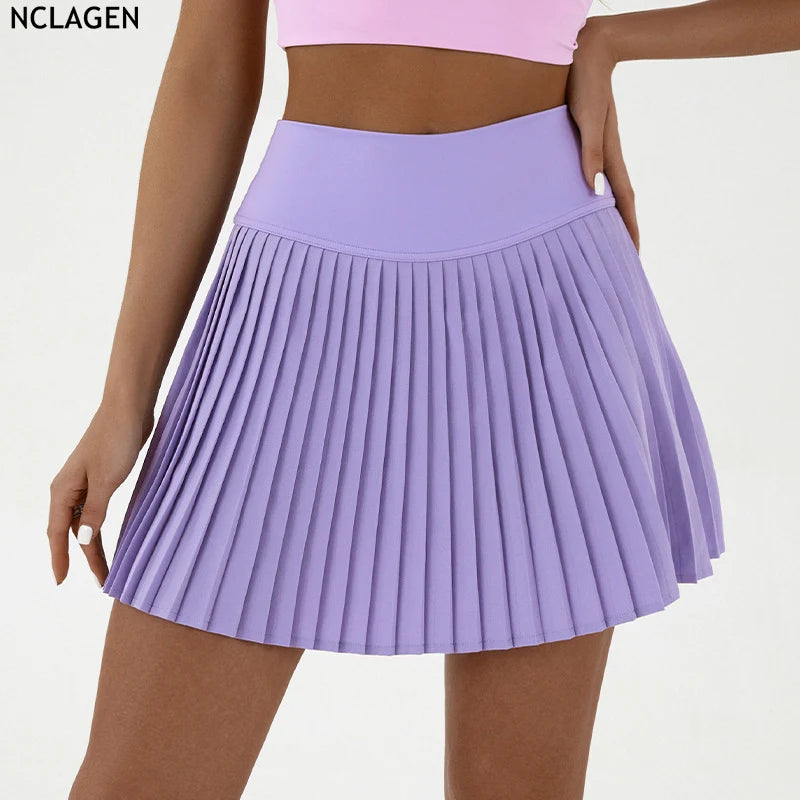 NCLAGEN Cooler Faltenrock mit Shorts, perfekt für Yoga, Golf, Gym und Alltag. Leicht, stylisch & schnell trocknend für jedes Workout