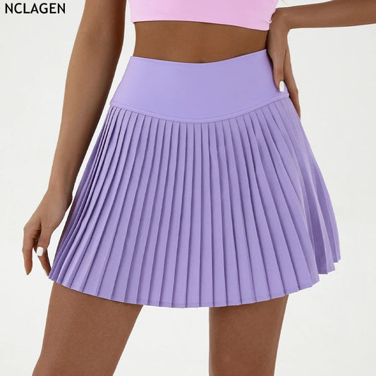 NCLAGEN Cooler Faltenrock mit Shorts, perfekt für Yoga, Golf, Gym und Alltag. Leicht, stylisch & schnell trocknend für jedes Workout