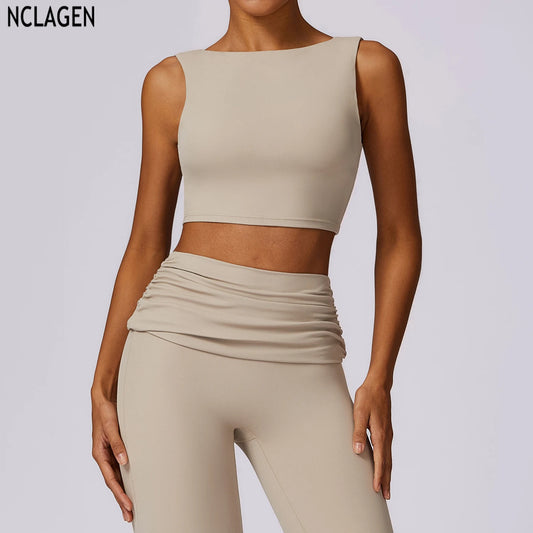 NCLAGEN Fitness Top – Figurbetont, stützend & mit herausnehmbaren Pads. Push-up Effekt & maximaler Halt. Slim Fit Design für Training und Alltag